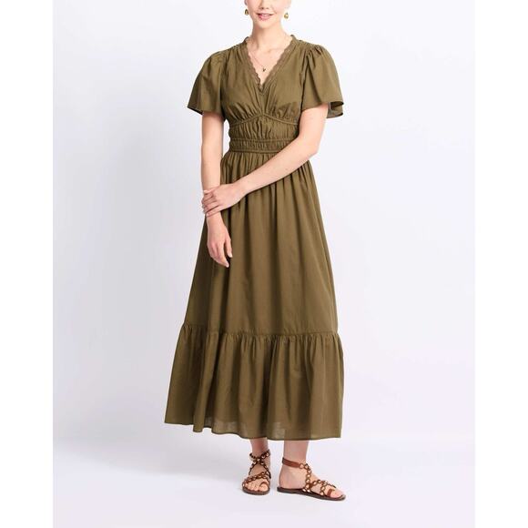 DIZZY LIZZY Cotton Flutter Sleeve Maxi Dress Size M - Picture 1 of 6